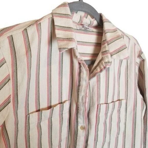 Madewell Womens Claxton Striped Flannel Sunday Shirt Size M Sustainable Preppy - Picture 6 of 10